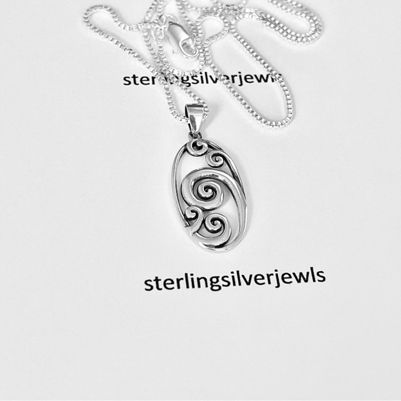 Sterling Silver A Lot Of Waves Necklace, Ocean Necklaces, Multiple Spiral Chain - Picture 4 of 11